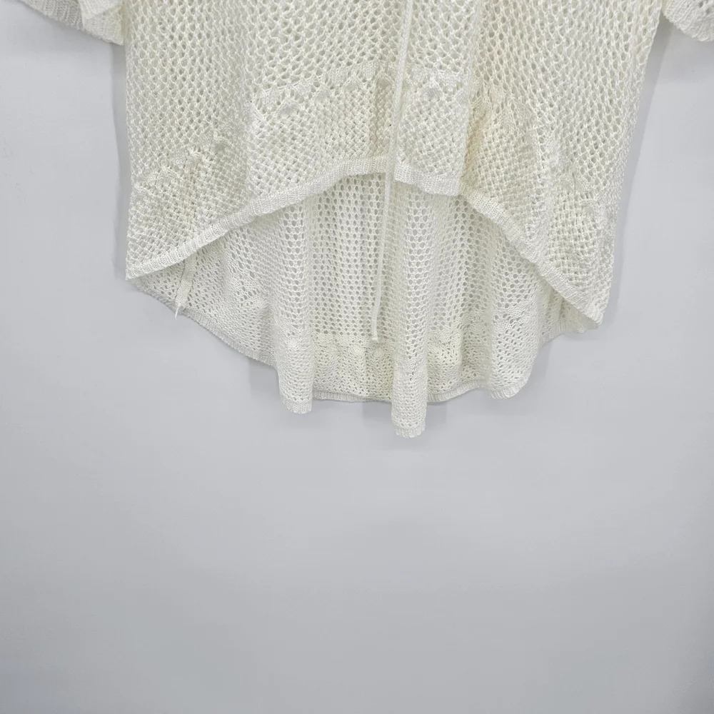 Ivory Crochet Swim CoverUp Hi Lo Breathable Dress Womens One Size